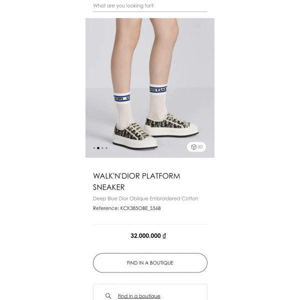 디올 워크앤디오 플랫폼 스니커즈 딥 블루 디올 오블리크 자수