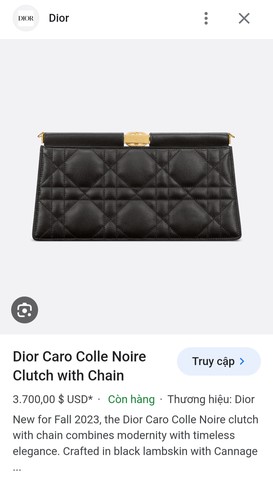 Dior Caro Colle Noire 클러치 위드 체인 블랙 까나주 S5166UDBB