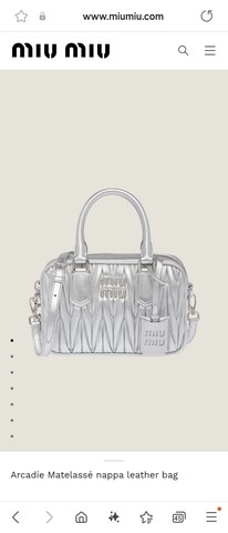 Miu Miu Arcadie 마틀라세 나파 가죽 백 5BB123 실버 M1