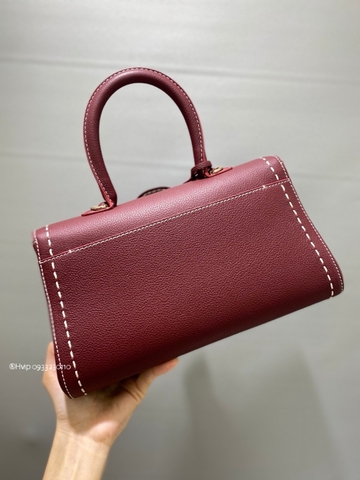 Delvaux Brillant PM Surpiqué 그레인 송아지 가죽 보르도