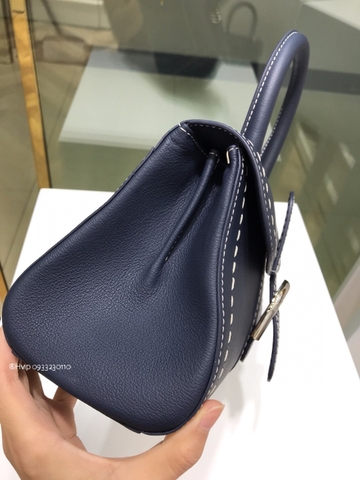 Delvaux Brillant PM Surpiqué 그레인 송아지 가죽 네이비