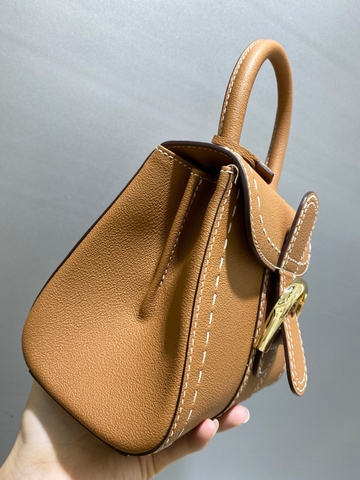 Delvaux Brillant Mini Surpiqué 그레인 송아지 가죽 베지탈 아이보리