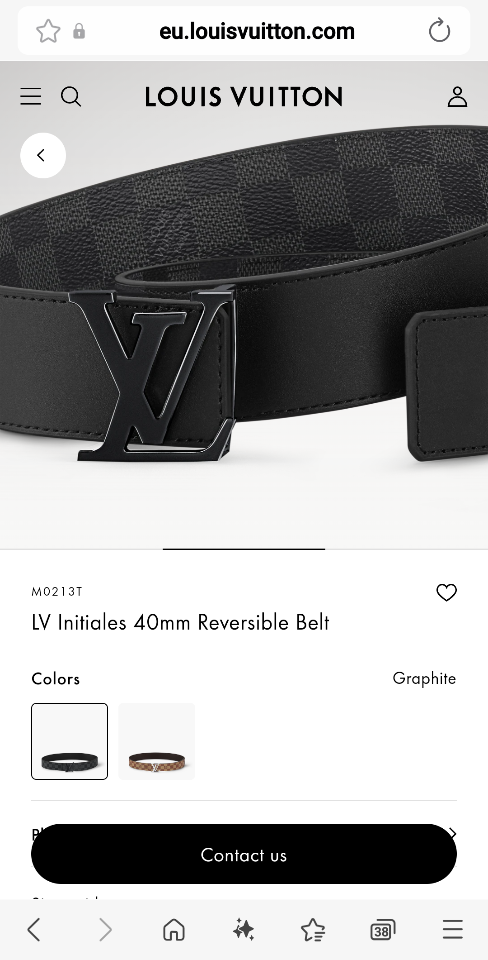 루이비통 M0213T LV 이니셜 40mm 리버서블 벨트 그래파이트