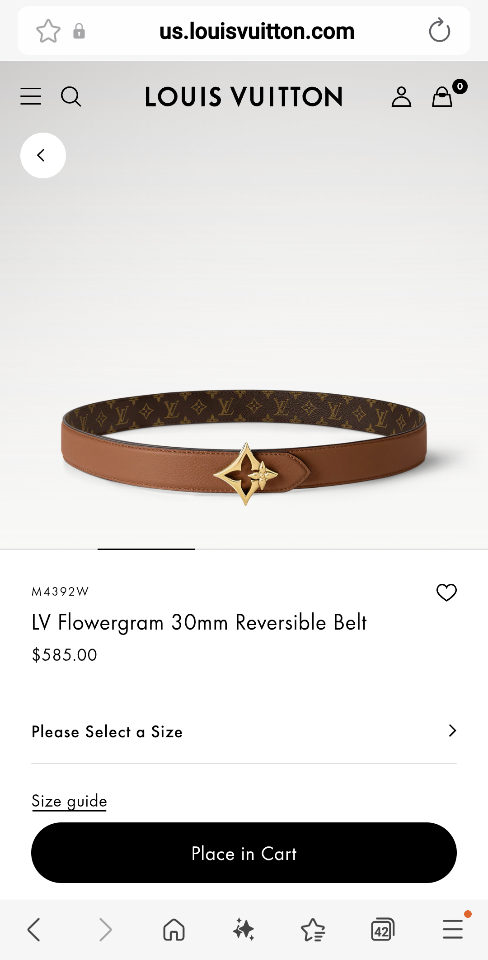 루이비통 M8373 LV 플라워그램 30mm 리버서블 벨트 S